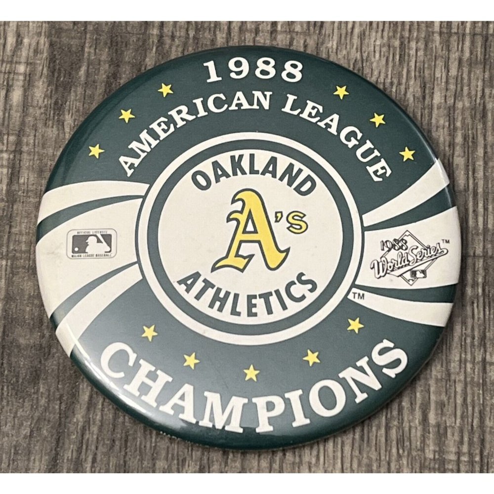 Vintage 1988 American League Oakland Athletics Champions Button Pin Pinback PB2B